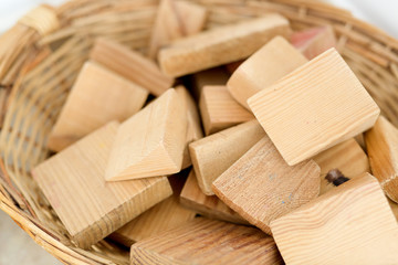 Pieces of wood to play in a children's