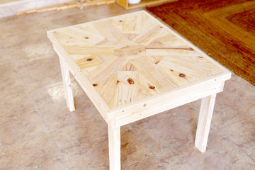 Homemade table in a learning space
