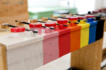 Details of an art room for children