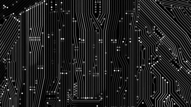 4K Animation print circuit board with line and dot connection and lighting effect element