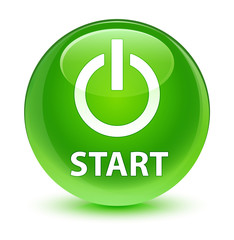 Start (power icon) glassy green round button