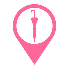 Icono plano localizacion paraguas cerrado rosa