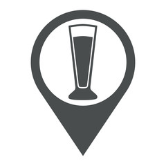 Icono plano localizacion vaso cerveza ale gris