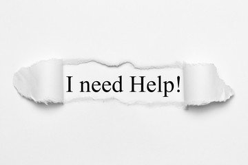 I need Help! on white torn paper.