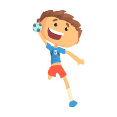 Boy handball player character cartoon vector Illustration
