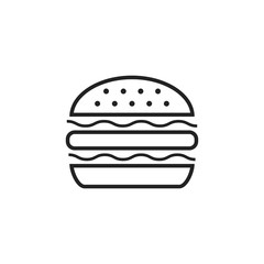 Burger fast food flat vector icon. Hamburger symbol logo illustration.
