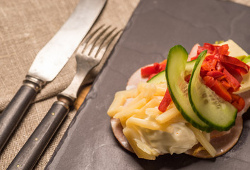 Danish specialties and national dishes, high-quality open sandwich