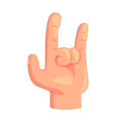 Rock and Roll hand gesture cartoon vector Illustration