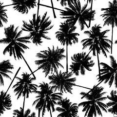Fototapeta na wymiar seamless black coconut trees pattern for fashion textile, plant vector illustration