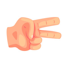 Hand showing two fingers gesture cartoon vector Illustration