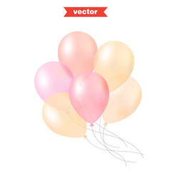 Pastel colored shine transparent air balloons, realistic 3d vector illustration