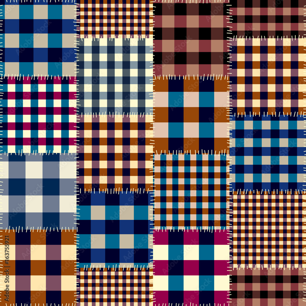 Poster Seamless background pattern. Geometric patchwork pattern of a squares.