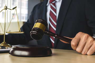 Justice and Law concept. lawyer working at courtroom