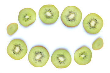 sliced kiwi fruit on white