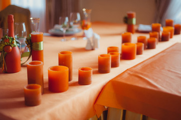 Decoration of tables at the wedding