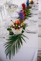 Decoration of tables at the wedding
