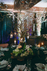 Decoration of tables at the wedding