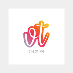 VT logo, vector. Useful as branding, app icon, alphabet combination, clip-art.