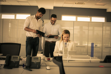 Naklejka premium Business people working together in office. Business people in office.