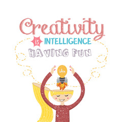 creativity is intelligence having fun quotes on creative mind rocket bulb lamp © SriWidiawati