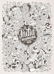 Cartoon cute doodles hand drawn India illustration