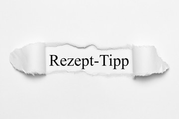 Rezept-Tipp auf weißen gerissenen Papier