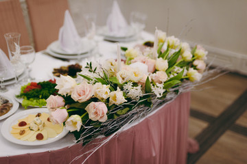 Beautiful decoration of flowers at the wedding
