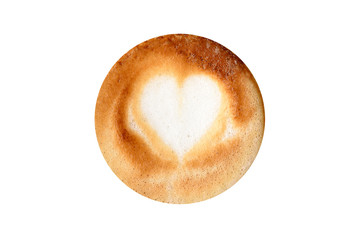 Beautiful coffee with a heart without a cup, isolated