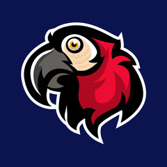 Awesome bird red parrots logo head, mascot logo team or print illustration