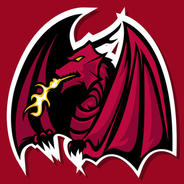 Powerfull Red Dragon mascot logo team or gaming 