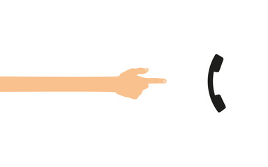 Hand zeigt auf - Telefon - Support