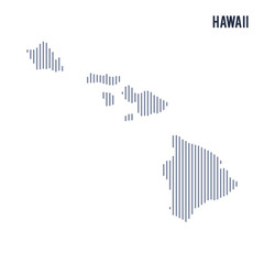 Vector abstract hatched map of State of Hawaii with vertical lines isolated on a white background.