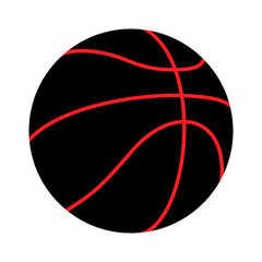 Black and Red Basketball Ball Vector Icon Isolated