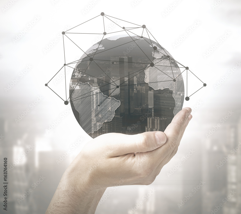 Aufkleber Global networking and technology concept