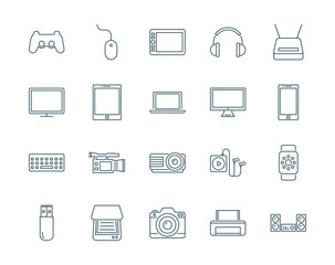 Electronic devices set of vector icons