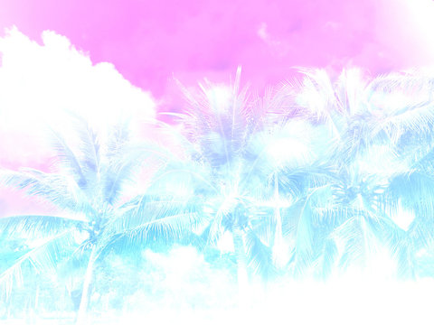 Palm tree pink and blue gradient pastel background