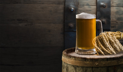 Wooden oak barrel isolated on white background