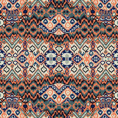 Ethnic bohemian arabesque pattern. Zigzag geometric retro abstract print. Tribal boho background vector illustration