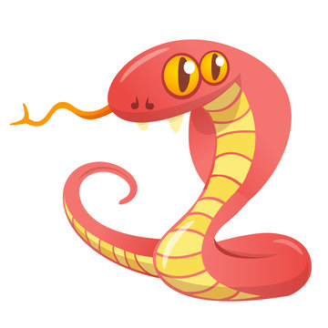 Cartoon red snake.Vector illustration