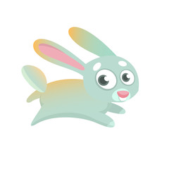 Cute cartoon bunny character. Wild forest animal collection. Baby education. Isolated. White background. Flat design Vector illustration