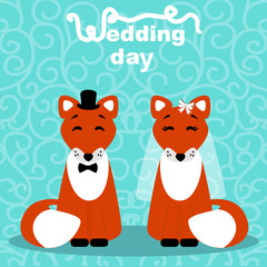 Foxes. Bride and groom.