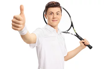 Fototapeten Teenage tennis player making a thumb up sign © Ljupco Smokovski