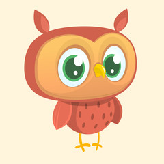 Happy cartoon owl. Vector character