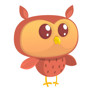  Cute cartoon  owl character. Wild forest animal collection. Baby education. Isolated on white background. Flat design. Vector illustration