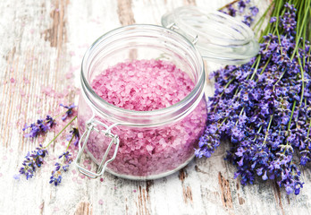 Naklejka na ściany i meble Massage salt with lavender