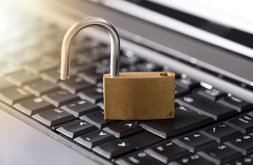 Concept of computer security, light effect