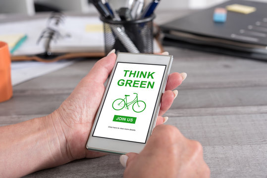 Think green concept on a smartphone