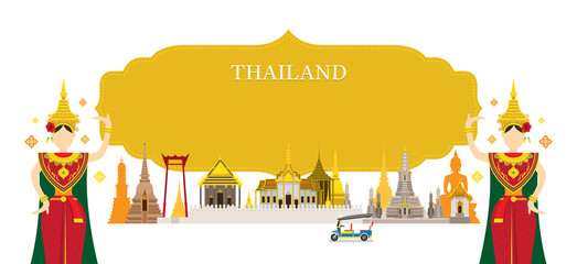 Obraz premium Thailand Landmarks, Traditional Dance, Frame