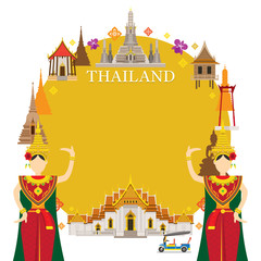 Fototapeta premium Thailand Landmarks, Traditional Dance, Frame