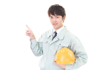 案内する労働者